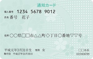 『マイナンバー通知カード』の画像