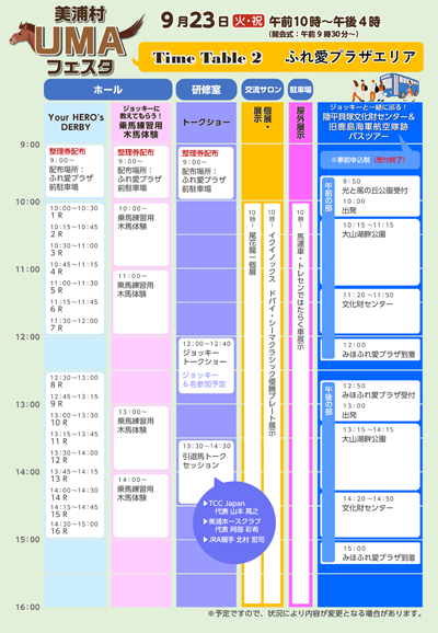 『R07.09.22 【美浦村UMAフェスタ】タイムテーブル』の画像